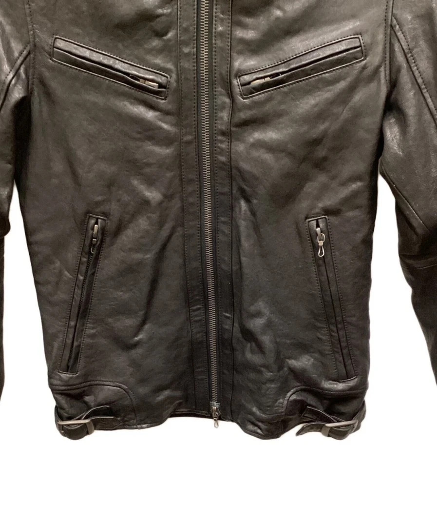 SHELLAC Leather Single Riders Jacket Black Fur Co… - image 5