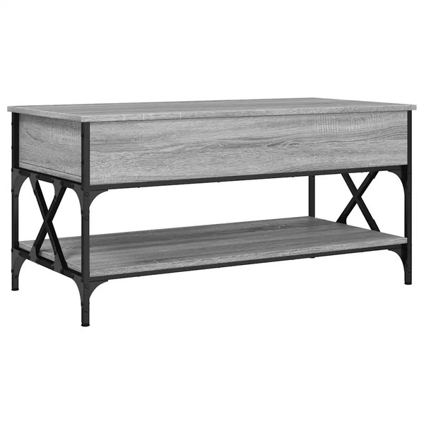 Couchtisch Grau Sonoma 100X50X50 Cm Holzwerkstoff Und Metall-image