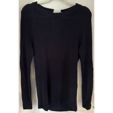 ANN TAYLOR LOFT Women's Navy Blue Keyhole Knit Long Sleeve Sweater Tunic Small
