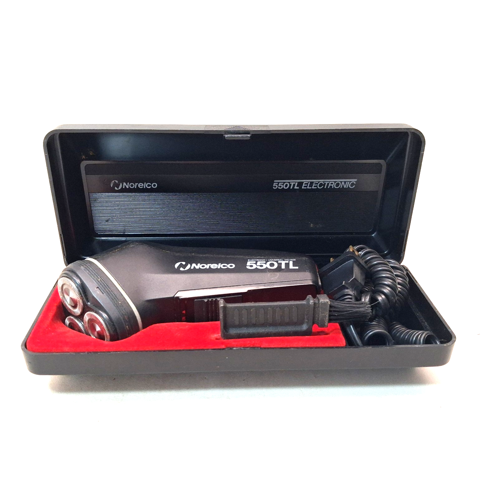 Used Razor Container Vintage Norelco 550TL Electronic Electric Razor Shaver Triple Head Case ...