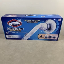 Clorox Deluxe Scrubtastic Power Scrubber 39" Reach 3 Brush Heads Rechargeable