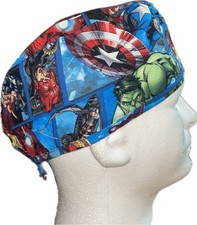 Marvel Blue Squares Scrub Hat Chemo Cap