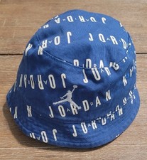 NIKE Air JORDAN PRINTED All Over BUCKET Hat CAP Blue YOUTH SIZE