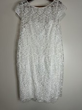 Adriana Papell Elegant White Lace Wedding Dress in size 16