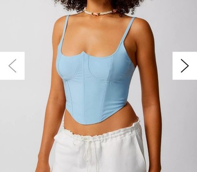 Urban Outfitters Serene Blue Lace-Up Bustier Cami Corset Top large Coquette