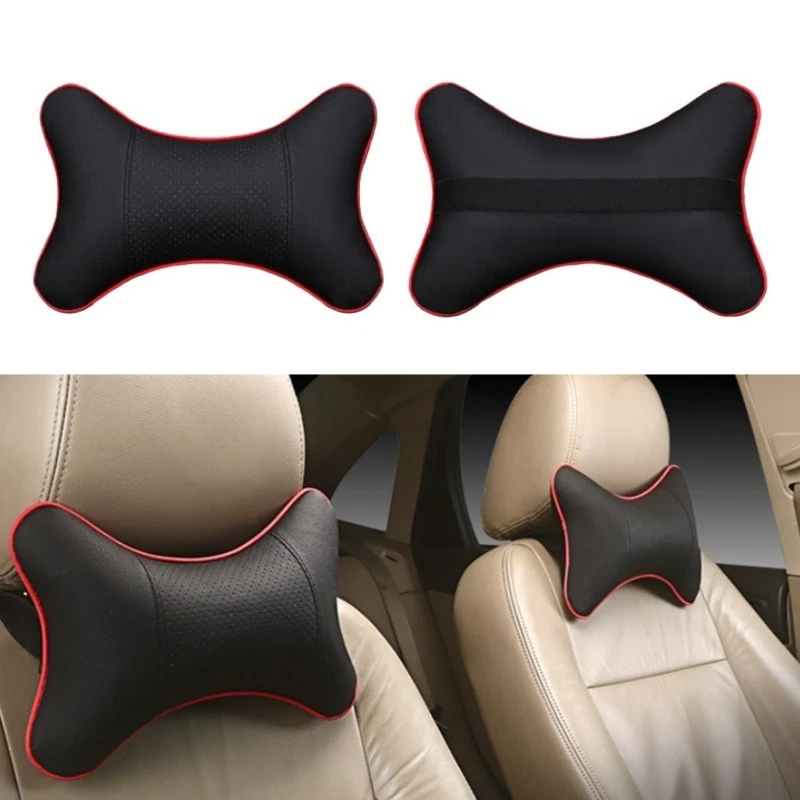 2x Almohada de reposacabezas de coche de cuero PU Almohada para cuello de coche Almohada de soporte para cuello automotriz Foto 3 de 4