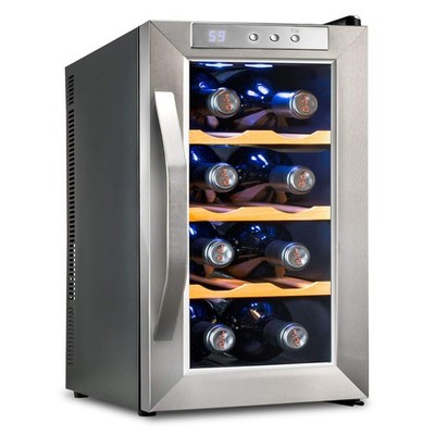 Ivation 8-Bottle Wine Fridge Freestanding, Thermoelectric Wine Cooler, Silver