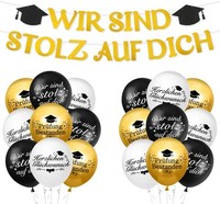 Abschluss Luftballons 24 StüCk Schwarz Gold Deko FüR Graduation Feier Party