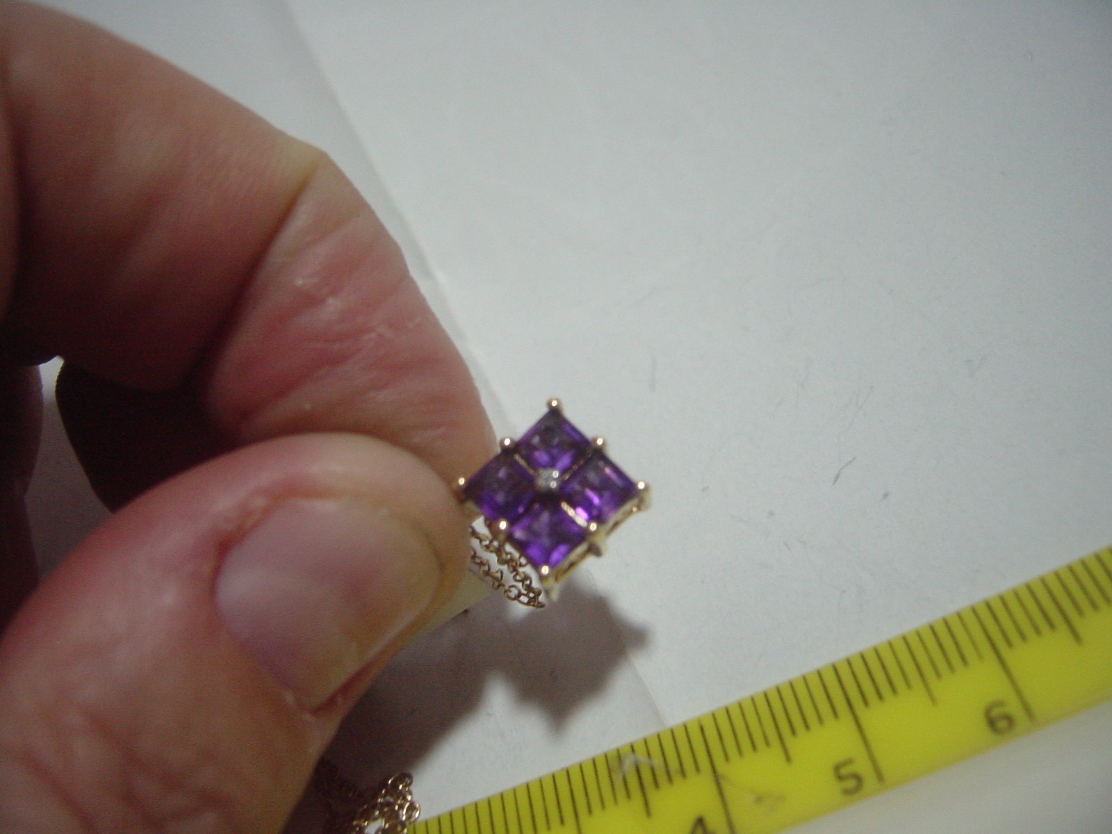 Solid Silver &gp 14" Necklace & Stunning square p… - image 7