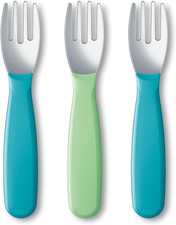 NUK Kiddy Cutlery Forks, Durable Stainless Steel, BPA Latex-Free, 18 Months,