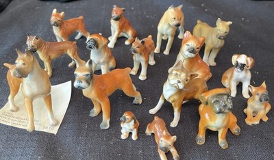 Hagen Renaker Boxer & 15 Other Ceramic Boxer Figures ￼