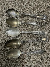 (6). 5 Sterling Silver Collectible Souvenir Spoons Lot of 5 All Different