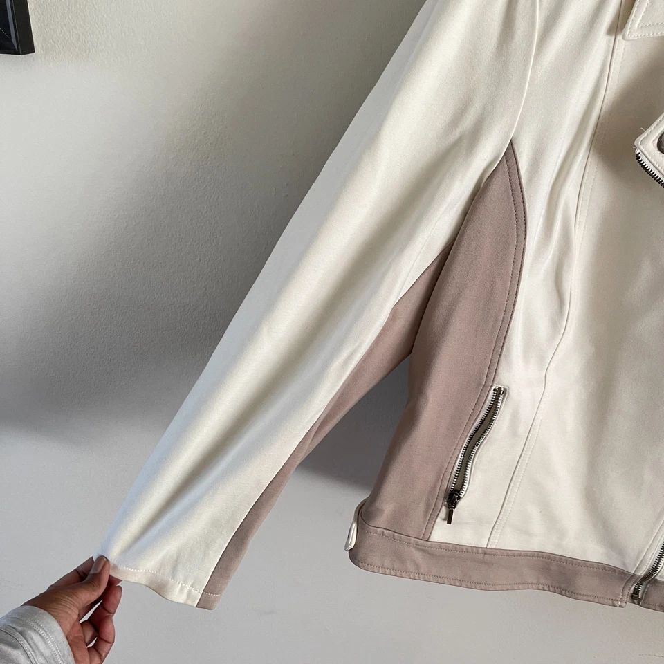 INC International Concepts Chaqueta Moto Dos Tonos Para Mujer’s 2X Blanco Tostado Elegante Informal Foto 3 de 4