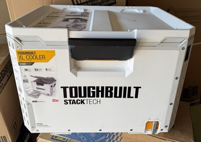 ToughBuilt StackTech XL 38 Quart Cooler Stackable Hard Shell Ice Chest White NEW