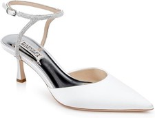 Badgley Mischka Autumn White Satin Rhinestone Wedding Heels Size 8