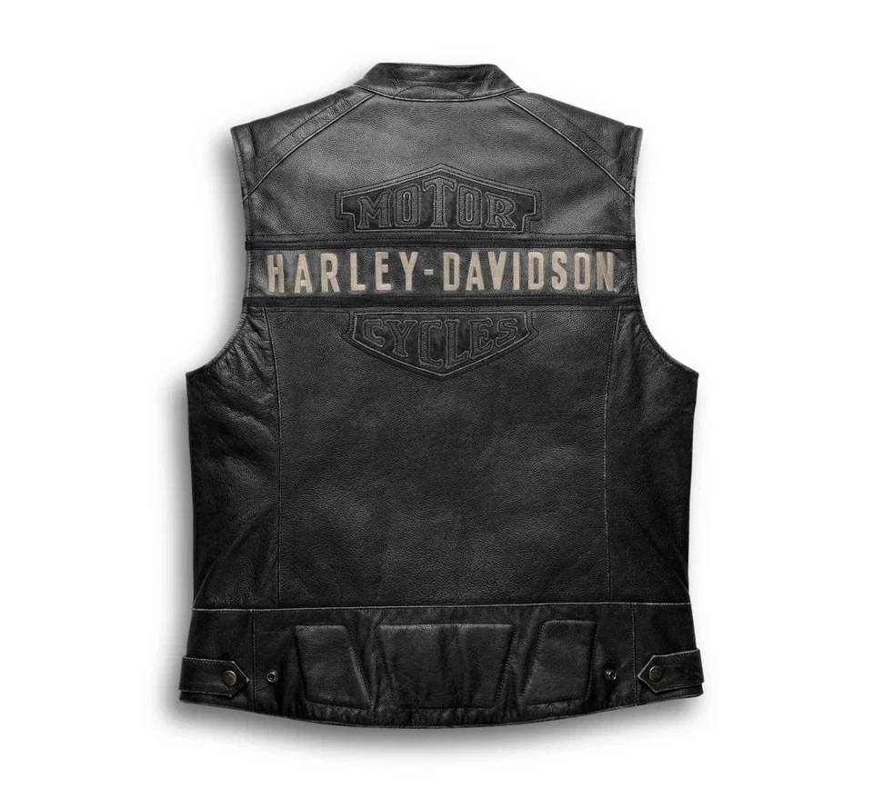 Harley Davidson Men's Passing Link Leather Vest - Image 2 of 4
