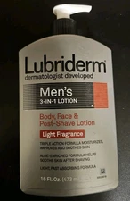 Lubriderm Men's 3 in 1 Lotion Body, Face, and Post Shave, Light Fragrance 16 oz.