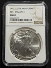 2011 American Eagle 25th Anniversary Silver Dollar $1 MS69 NGC - One Day Sale!!!