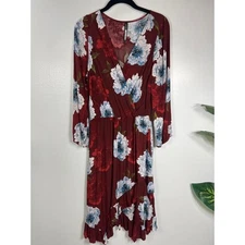 Anthropologie Plenty by Tracy Reece Faux Wrap Dress Red Floral Small 