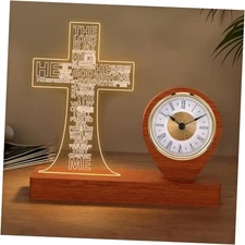 Jesus Cross Quartz Clock Religious Gifts for Women Men, Christ Light Up style3