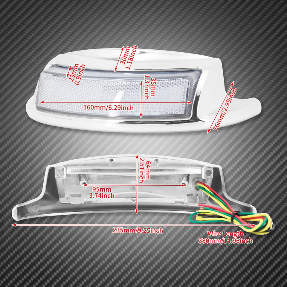 Rear Fender Tip Light Clear Lens Turn Signal Fit For Harley Touring FLHT 2009-23 - Image 3 of 4