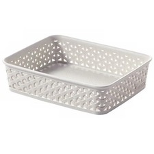 A5 Paper Tray Curver Basket Plastic Rattan Desk Organiser Filing Storage Box 1/6