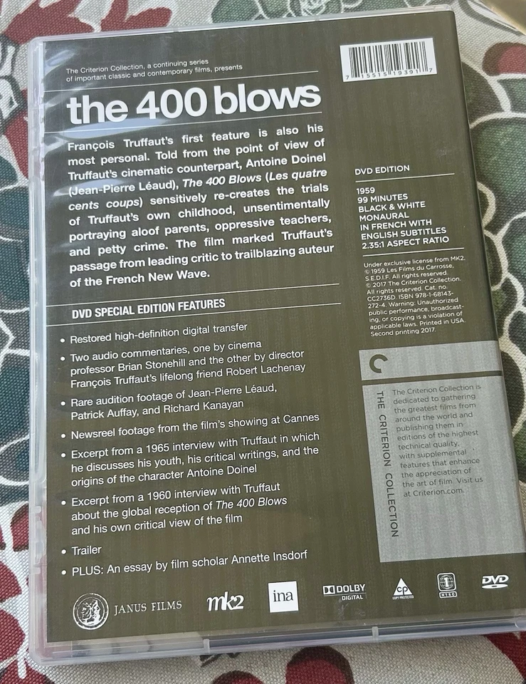 400 BLOWS Francois Truffaut DVD 1959 French New Wave Criterion - Image 3 of 3