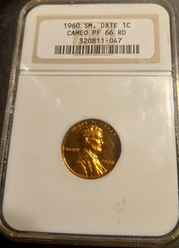 1960 PROOF LINCOLN MEMORIAL CENT SMALL DATE NGC 320811-067 PF 66 RD CAMEO 
