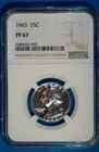 1963-P U.S. WASHINGTON QUARTER - SILVER - KM#164 - NGC SLABBED - PF67
