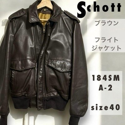 Schott 184SM A-2 Cowhide Leather Flight Jacket Blouson Men 40 Brown Vintage 