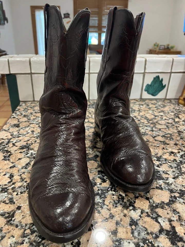 Cuerdas de avestruz lisas negras Lucchese Classics L8284 para hombre talla 10D Foto 2 de 4