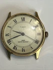 Vtg Timex Marlin 1982 Gold Tone Watch Face Roman Numeral Mens Self Wind Works