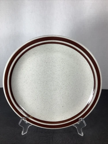 Vintage~ Buffalo China® Restaurant Ware Thick Brown Stripes Speckles 9.25” Plate