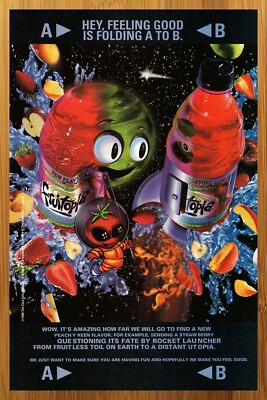 1998 Fruitopia Vintage Print Ad/Poster Fruit Drink Space Alien 90s