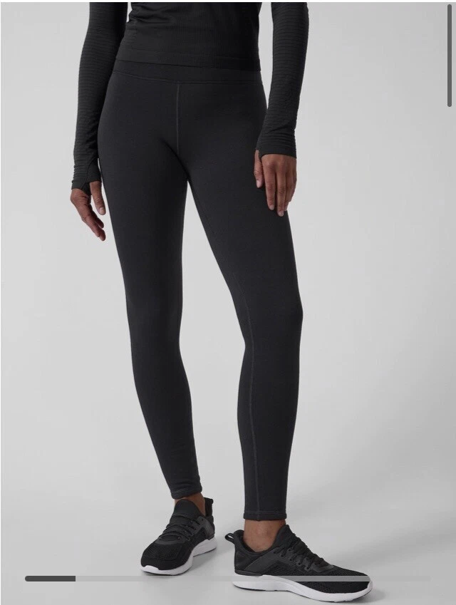 ATHLETA Altitude Tight Leggings in Polartec Small Black Fleece