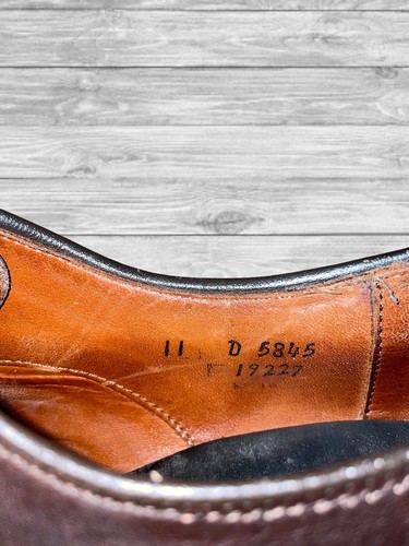 Oxford Allen Edmonds Park Avenue para hombre talla 11 D punta de gorra de cuero marrón - Imagen 9 de 10