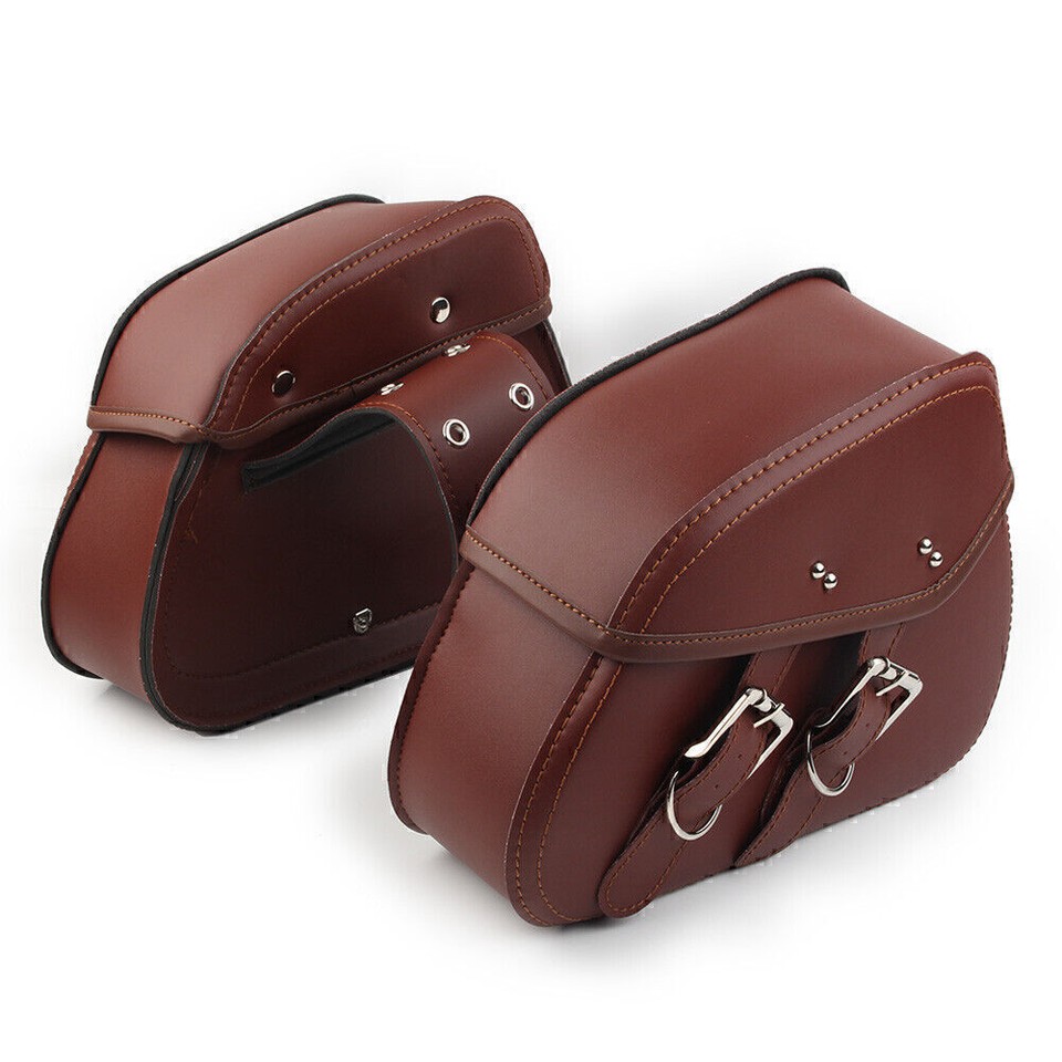 Motorcycle Brown PU Leather Tool Bag Sissy Bar Bag Saddle Bag Fit