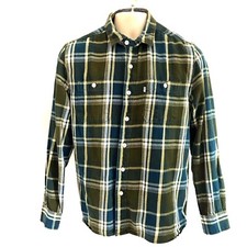 Levis Vintage Men Flannel Plaid Button Up Shirt Medium Pockets Flip Cuffs Cotton