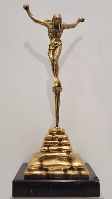 Salvador Dali Christ Of Saint John Cross Bronze Sculpture Gold