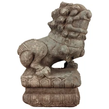 Antique Chinese Green Stone Guardian Lion Temple ShiShi Singha Komainu China