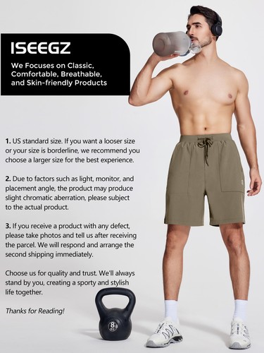 Men's Athletic Shorts 7" Running Sweat Shorts with Zipper Pockets Lightweight - Picture 6 of 7