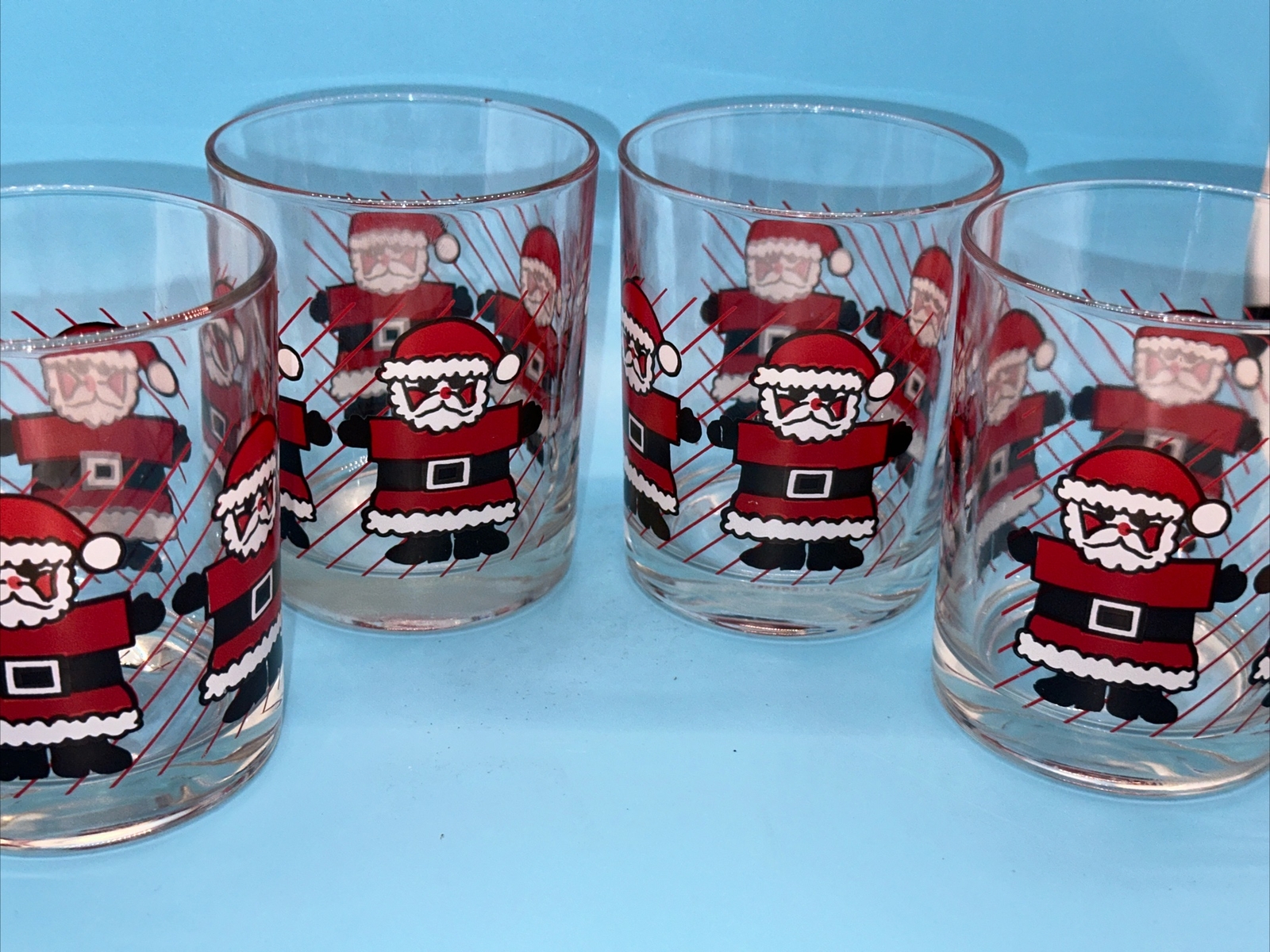 Santa Spectacles VINTAGE LUMINARC CHRISTMAS SANTA CLAUS GLASSES SET OF 4 NICE PRE-OWNED ...