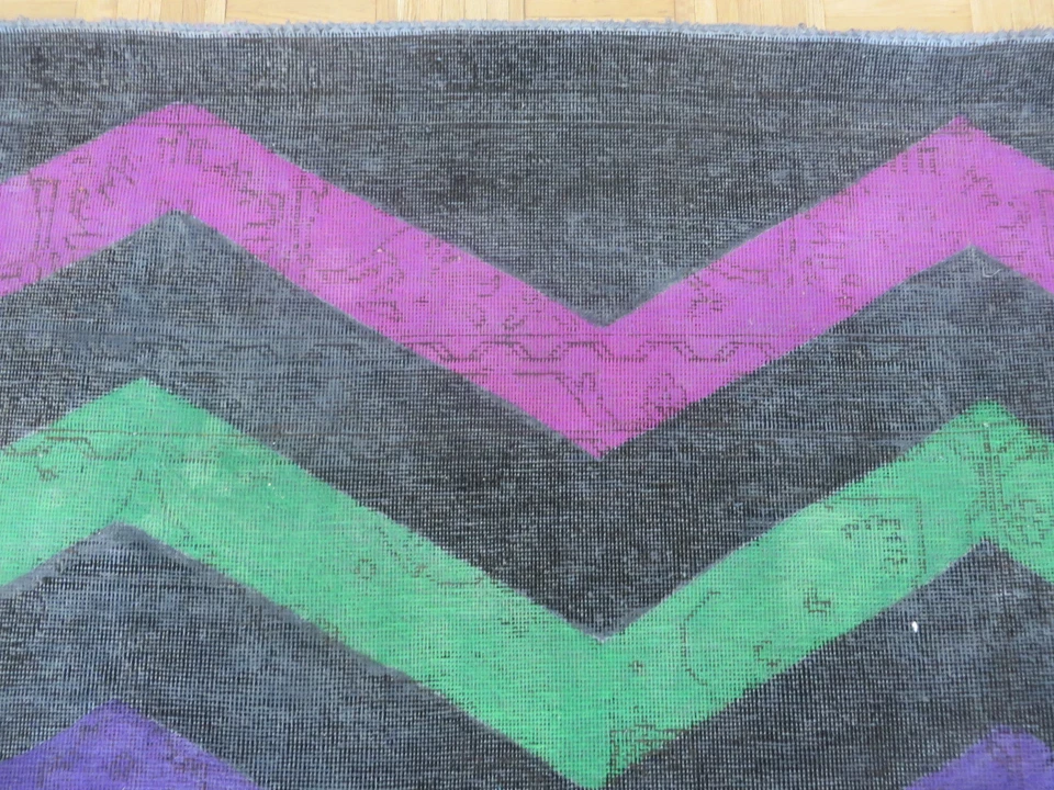 7'6 x 11 Hand Knotted Gray Modern Overdyed Vintage Oriental Rug G6401 - Image 4 of 4