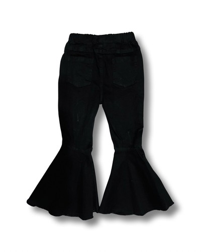Jeans Girls Raw Cut Flare Leg, Color Black Size USA 6 For Kids. New - Picture 3 of 3