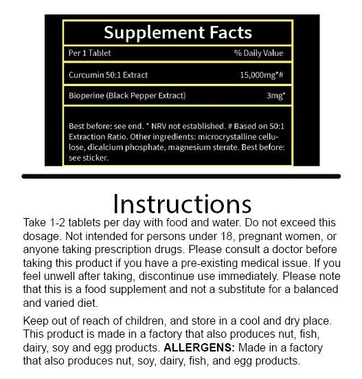 HIGH STRENGTH Curcumin Turmeric Tablets Black Pepper Joint Pain Inflammation eBay