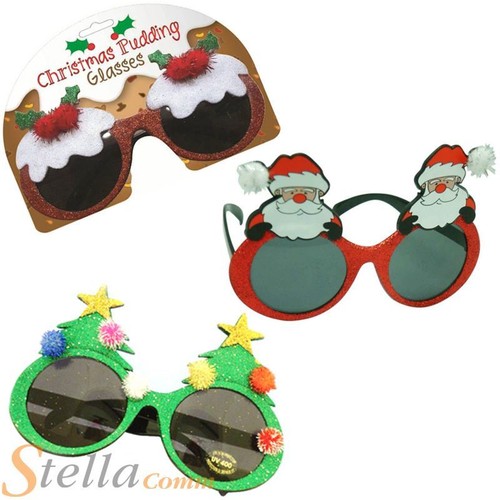 Novelty Christmas Xmas Party Glittery Sparkly Sunglasses Fun Festive Glasses
