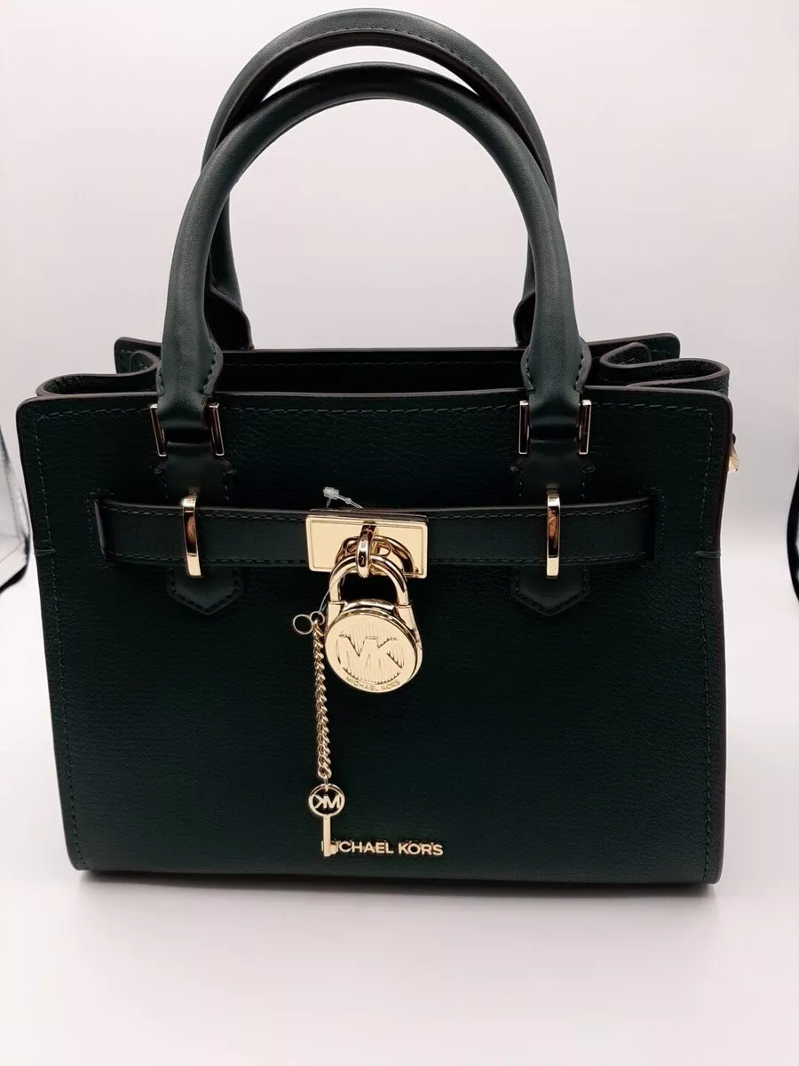 Michael Kors Hamilton Small Satchel Shoulder Leather Bag Racing Green