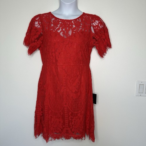 NWT Lulus Pearson Mini Dress Womens XL Red Lace Short Sleeve Valentines Day