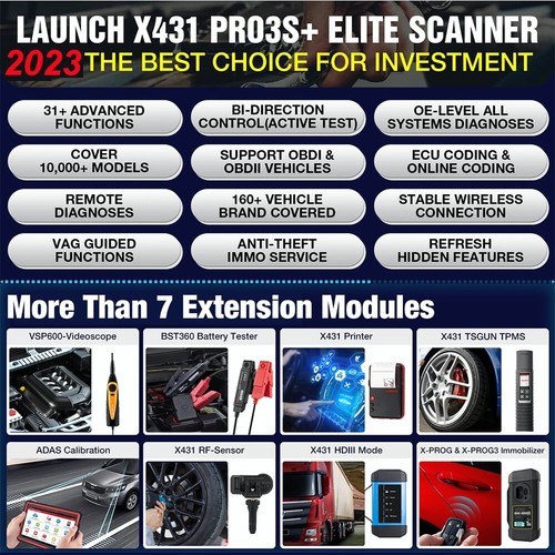 LANZAMIENTO X431 PRO3S+ HDIII 12/24V Coche Camión de Alta Resistencia Herramienta de Diagnóstico Escáner OBD - Imagen 7 de 14