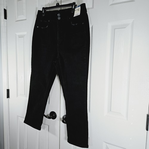 Terra&Sky Women's Black Pull On Curvy Capri Mid-Rise Distressed Plus 0X 14W - Picture 2 of 14